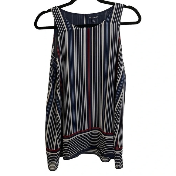 Max Edition Women’s NWT Size Small Sleeveless Striped Keyhole Tank Top - Picture 2 of 11